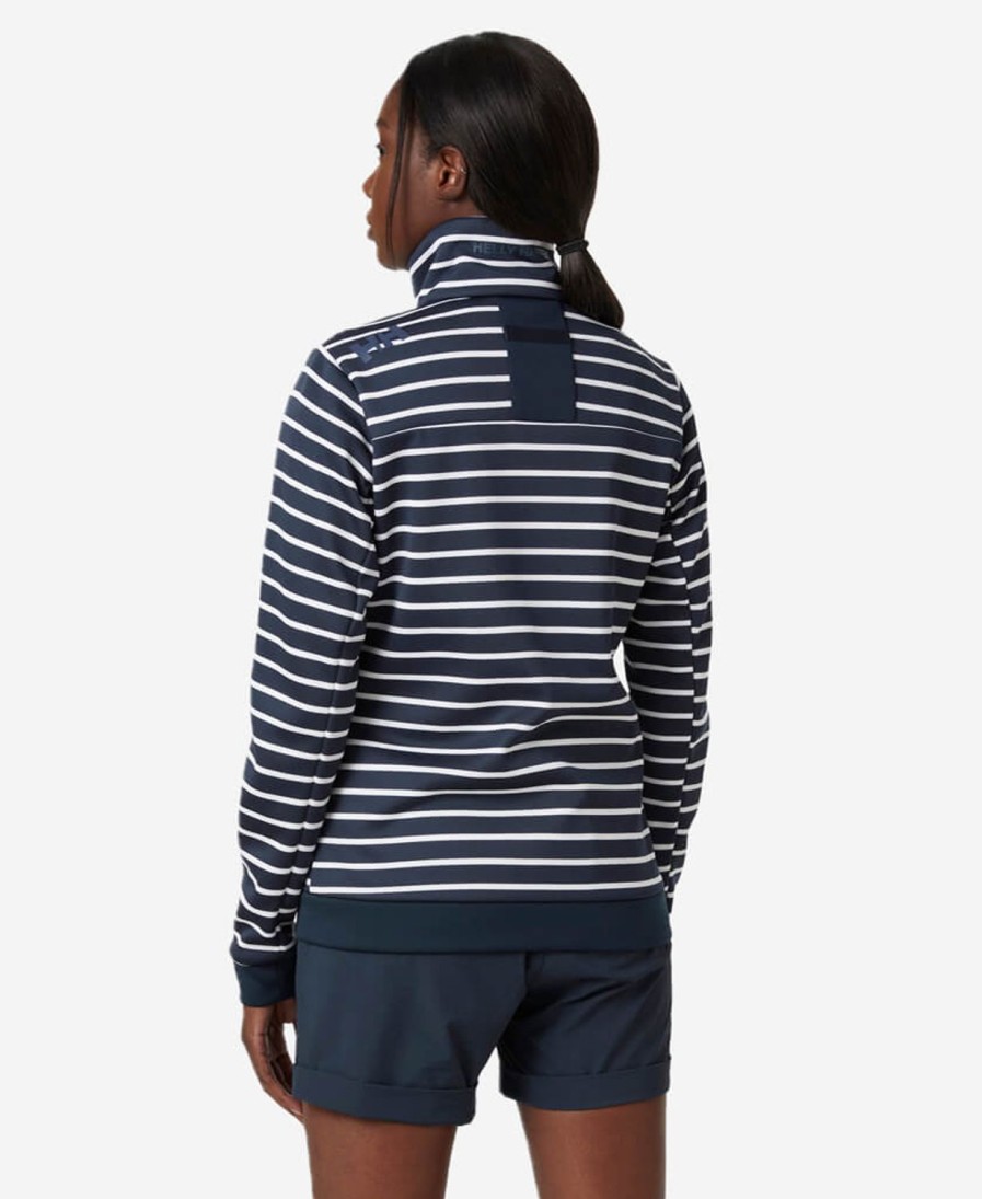 Helly Hansen W Crew Fleece Jacket 598-Navy-Stripe Clearance