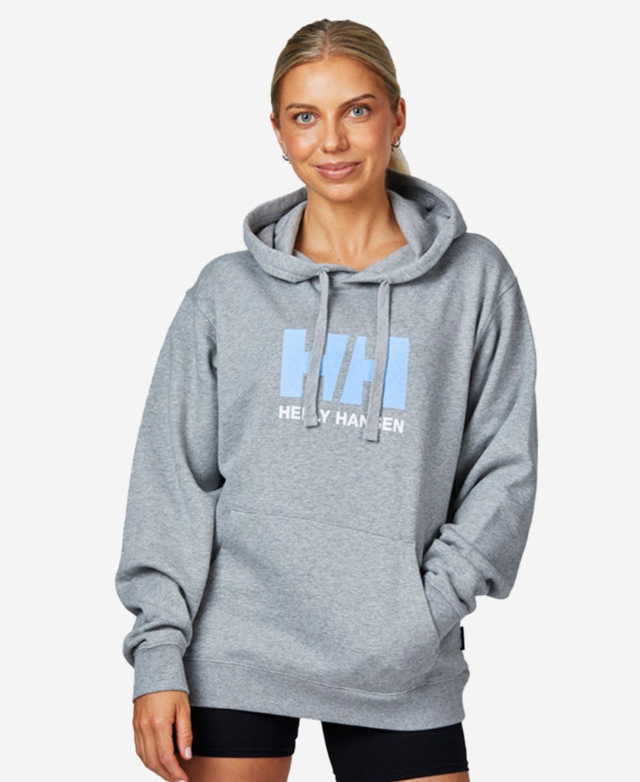 Helly Hansen W Hh Logo Hooded Fleece 949-Grey-Melange Clearance