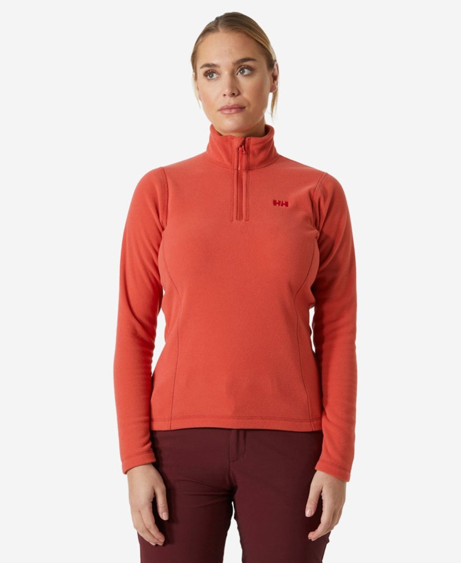 Helly Hansen W Daybreaker 1/2 Zip Fleece 101-Poppy-Red Clearance