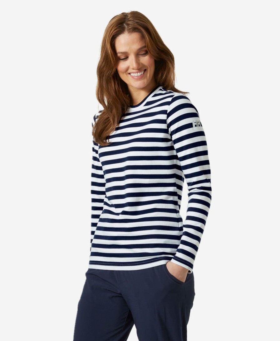 Helly Hansen W Arctic Ocean Long Sleeve 598-Navy-Stripe Clearance