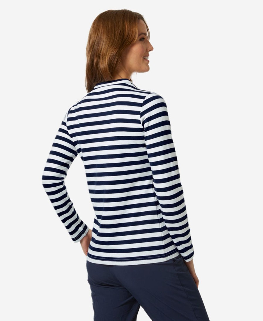 Helly Hansen W Arctic Ocean Long Sleeve 598-Navy-Stripe Clearance