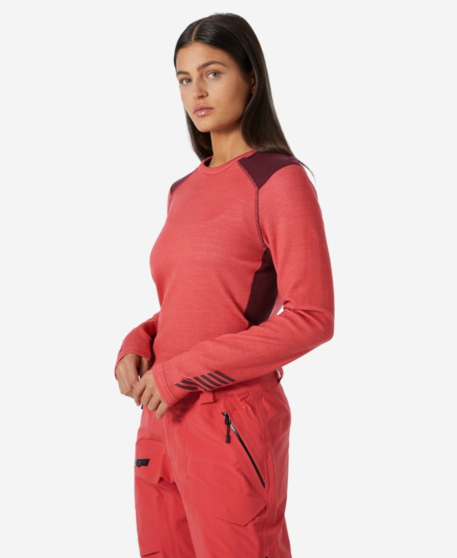 Helly Hansen W Lifa Merino Midweight Crew 101-Poppy-Red Hot