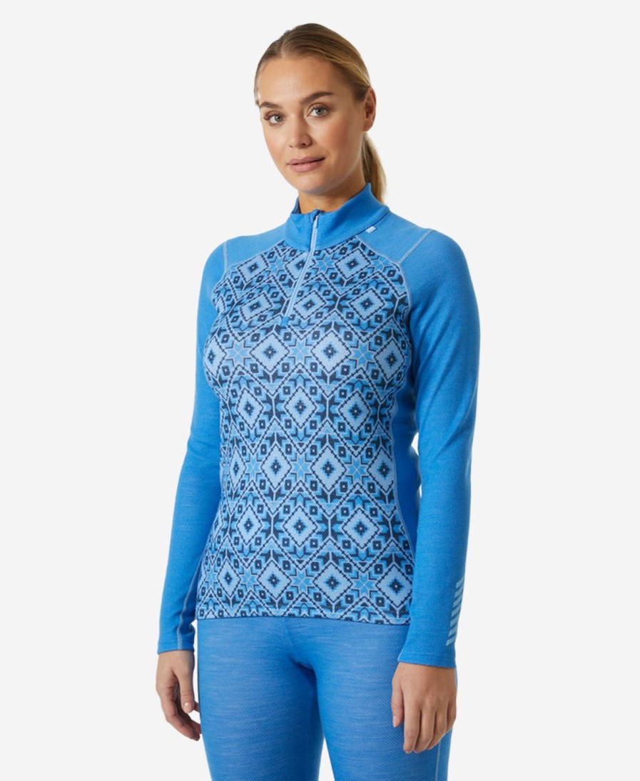 Helly Hansen W Lifa Merino Midw Gra 1/2 Zip 554-Ultra-Blue-Star-Pixel Best